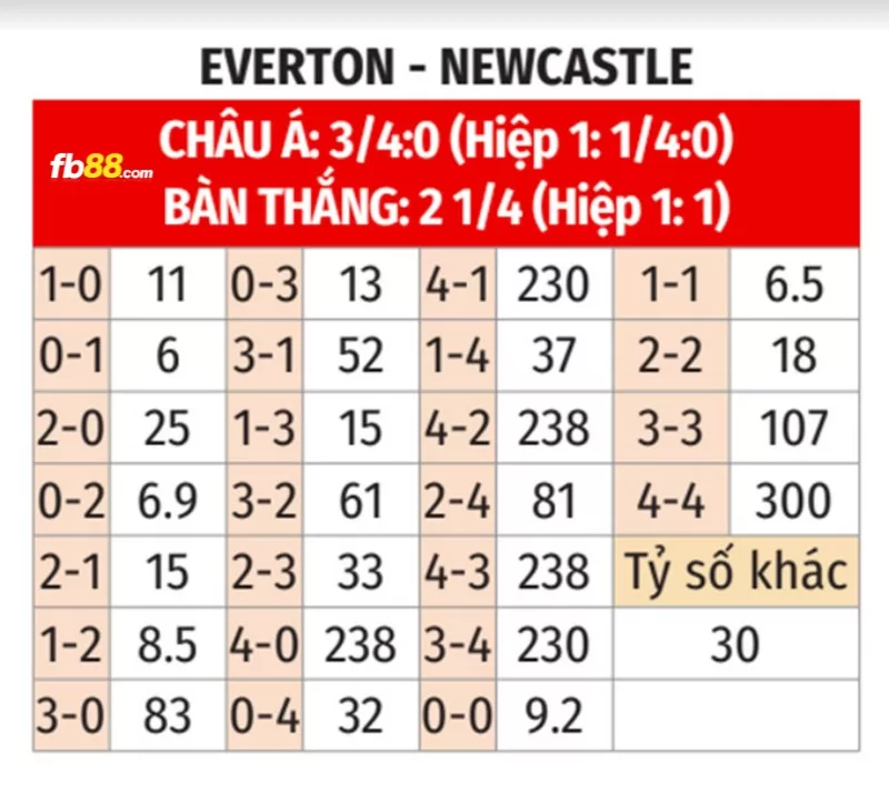 Soi kèo tỉ số trận Newcastle vs Everton